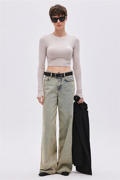 SHERIN Μπλούζα Crop σε μπεζ βισκόζη