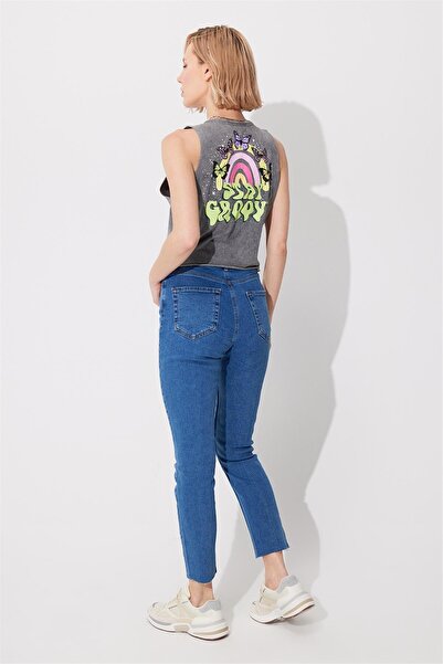 SHERIN Printed Gray Sleeveless T-shirt - Pale Effect