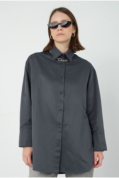 HEQA Cămașă scurtă din poplin afumat