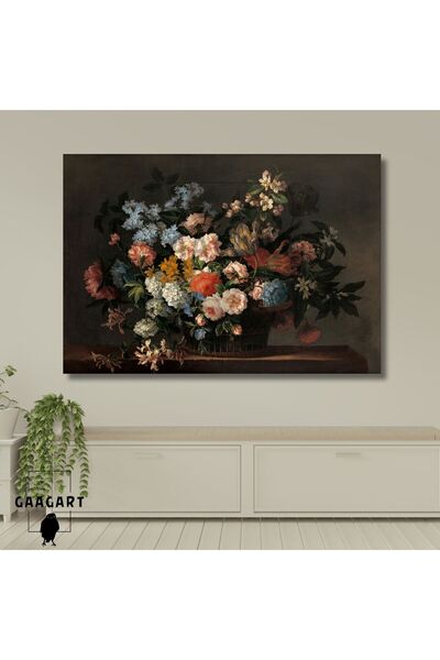 GAAGART Tekli Yatay Kanvas Duvar Tablosu Soyut Masada Renkli Çiçekler