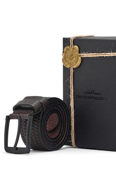 Deri Company Мъжки колан - Кафяв кожен, Модел 112538