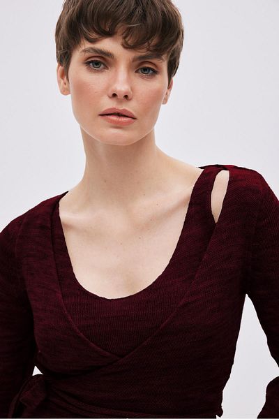 SHERIN Athlete Blouse and Claret Red Suit