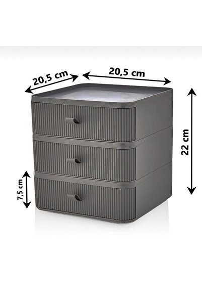 Hayveys 3-шухлядний темно-сірий органайзер для косметики та аксесуарів