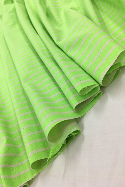 Yiğit Kumaş Неоновий зелений смугастий льняний тканина