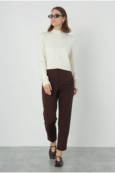 HEQA Pantaloni de culoare maro închis