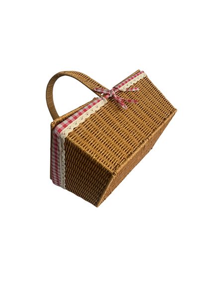 PAZARAKOŞ Picknic Basket Wicker Look Plastic Height 16 cm Width 22 cm Size 32 cm