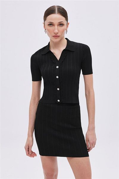 SHERIN Fustă neagră mini Tricotaj