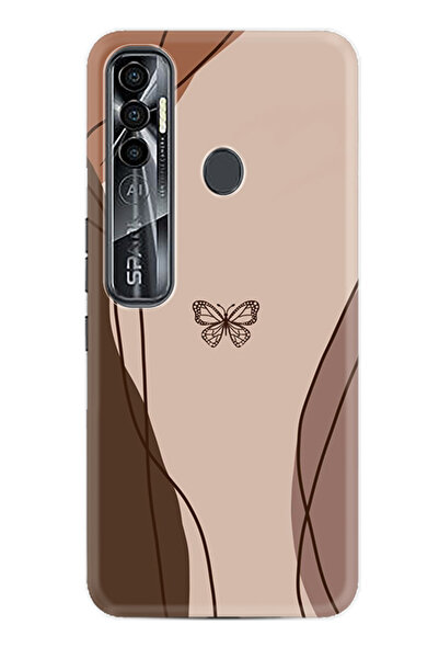 TECNO Spark 7 Pro Kılıf Boutique Baskılı Resimli Kahve Kelebek Pcode -038