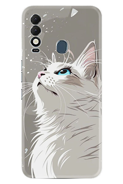TECNO Spark 8T Kılıf Boutique Baskılı Resimli Beyaz Kedi Pcode -061