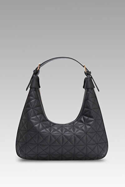 Black Ribbon Kelly Siyah Kapitoneli Kadın El Ve Omuz Çantası