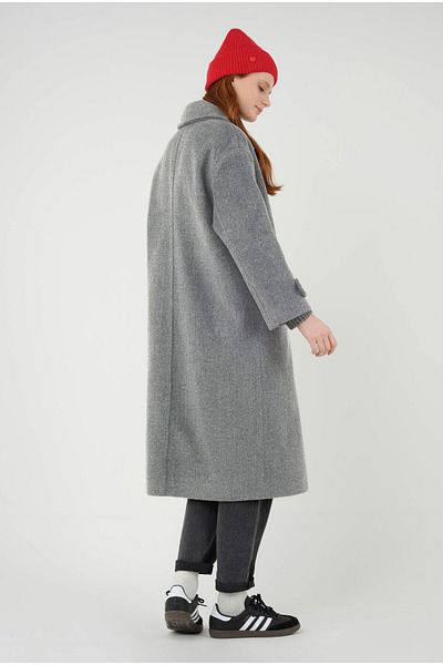 HEQA Gray Melange Coat - Epaulet Detailed Sleeve