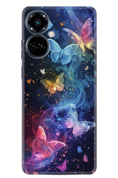TECNO Camon 19 Pro Kılıf Boutique Baskılı Resimli Neon Kelebekler Pcode -092