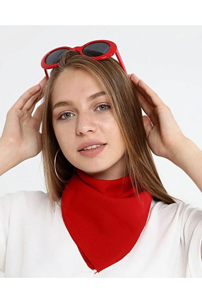 Herşey Nota Red Plain Scarf - Bandana - 23 April, 29 October, 30 August, 19 May Ceremony 100% Cotton 12 Pieces