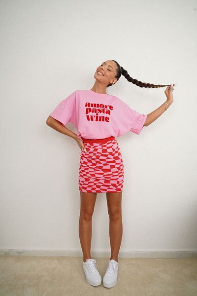 SeninOlsun Red Pique Skirt with Jagar