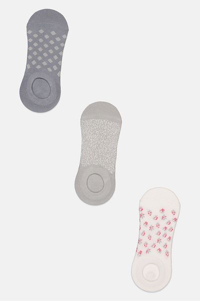 XOXO Women 3 Pairs Round Invisible Socks, White