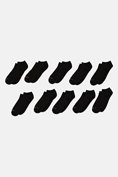 U.S. Polo Assn. Women 10 Pieces Brand Logo Low Cut Socks, Black