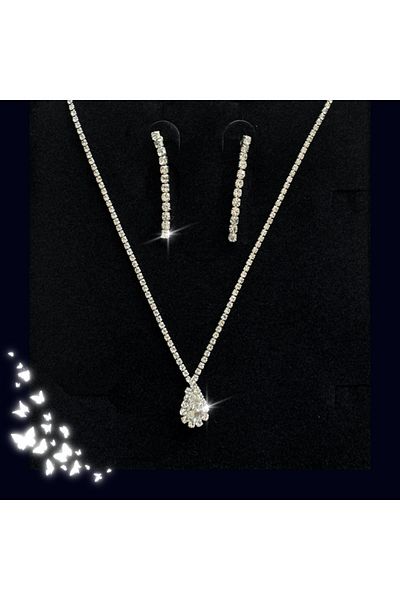 MADAME CANDY Drop Stoned Evening Dress Necklace Earring Set Wedding Engagement Evening Dress Jewelry Set