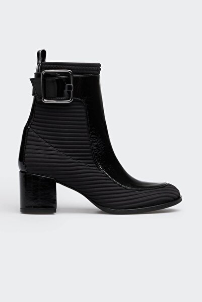 Favgi Dey Siyah Rugan Siyah Streç Kadın Bot