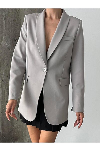 mydukkan.co Gray Sleeve Slit Blazer Jacket