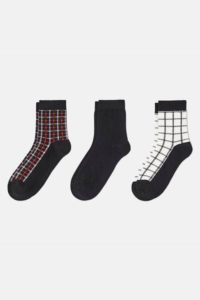 Tchibo Women 3 Pairs Of Sneaker Socks, Black and White