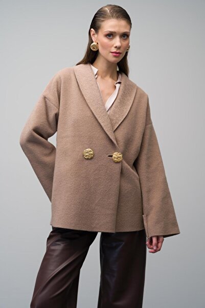 Olcay Mink 3075 - Casual Double Breasted Coat, Unlined