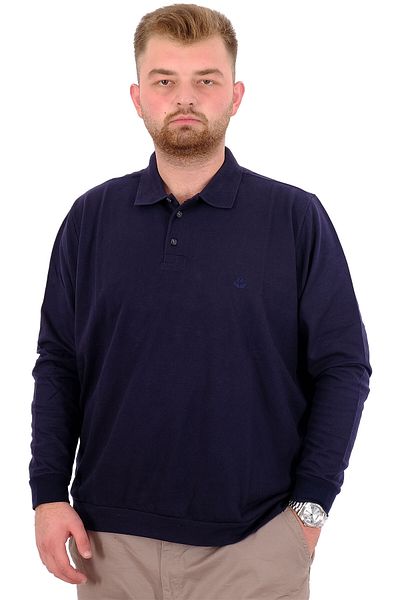 ModeXL Ανδρικό φούτερ με κέντημα με λαιμόκοψη - Plus Size, Navy Blue U24340