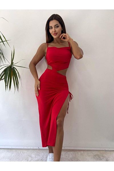 pink and pink Rochie maxi roșie criptografică elegantă cu detaliu de frânghie