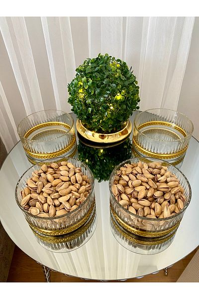 atabey home collection ELYSIA 510 CC سياج ذهبي - وعاء ووعاء آيس كريم للوجبات الخفيفة 2 قطعة