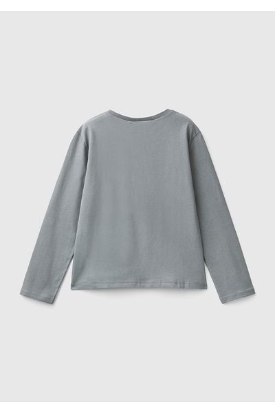 United Colors of Benetton Girl's Anthracite Front Barbie Printed Crew Neck Long Sleeve T-Shirt