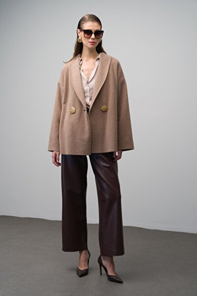 Olcay Mink 3075 - Casual Double Breasted Coat, Unlined