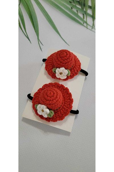 Kadın Girişimciler Atölyesi Amigurumi Organic Floral Elegant Hat Handmade 2-Piece Rubber Buckle