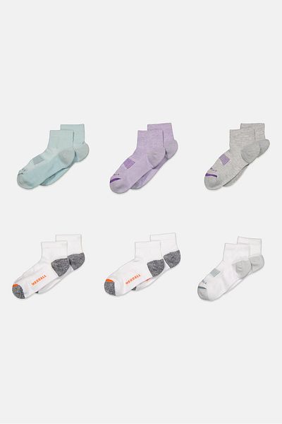 Merrell Women 6 Pairs Recycled Cushioned Socks, White Combo