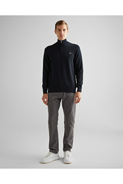 Gant Erkek Siyah Regular Fit Yarım Fermuarlı Kazak