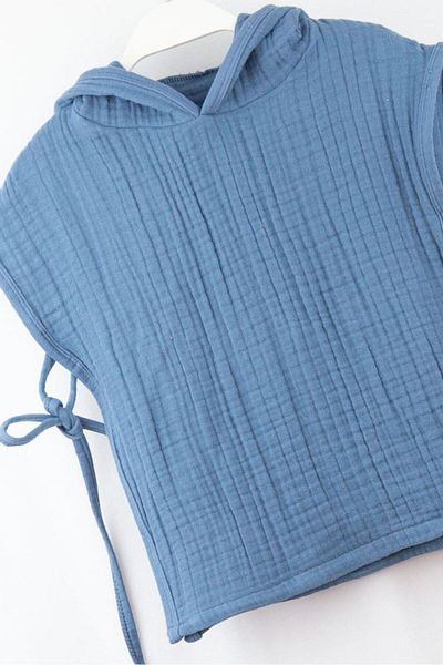 Bondilolly Baby Muslin Poncho Hooded Tie-Up 100% Cotton