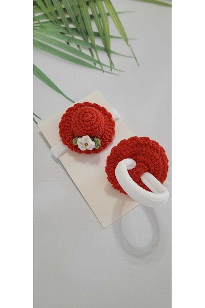 Kadın Girişimciler Atölyesi Amigurumi Organic Floral Elegant Hat Handmade 2-Piece Rubber Buckle