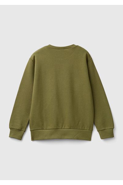 United Colors of Benetton Boys' Khaki Skirt Tip Logo Label Captain America Printed Sweatshirt