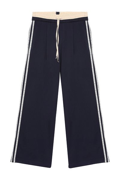 Quzu Boxer Waist Trousers - Stripe Text Detail