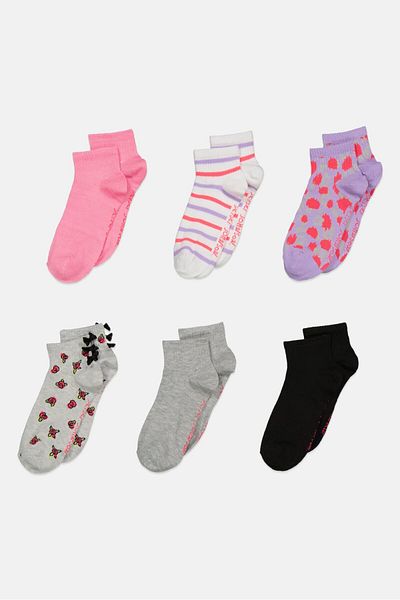 Betsey Johnson Women 6 Pair Textured Low Cut Socks, Purple