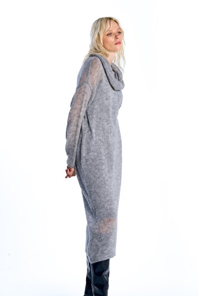 SHERIN Gray Transparent Knitwear Dress