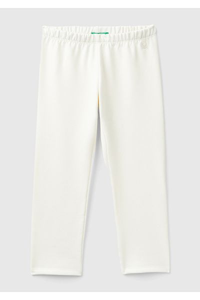 United Colors of Benetton Girl's Ecru Benetton Logo Tights
