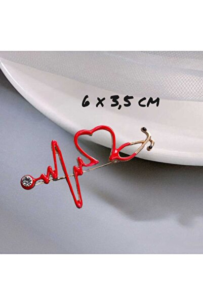 Dodemert Home EKG Kalpli Stetoskop Broş & Yaka İğnesi & Kravat & Şal İğnesi