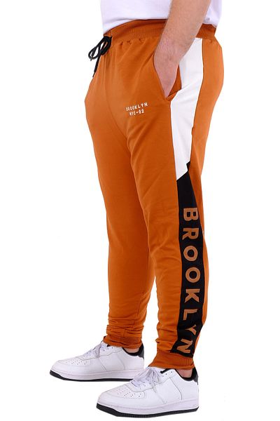 ModeXL BROOKLYN 24517 Cinnamon - Ανδρικό παντελόνι, μεγάλο μέγεθος, γαρνιτούρα Interlock