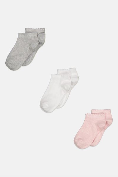 XOXO Kids Girl 3 Pairs Basic Ankle Socks, Pink Combo