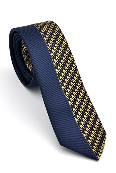 Gaffy Cravatte Bež i tamnoplavi panel Tkano sa šarom tkanina Slim fit kravata...