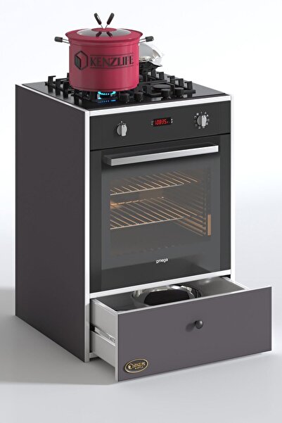 Kenzlife Ankastre Modülü Kabini Lityum Gri Fırın Ocak Dolabı Çekmeceli