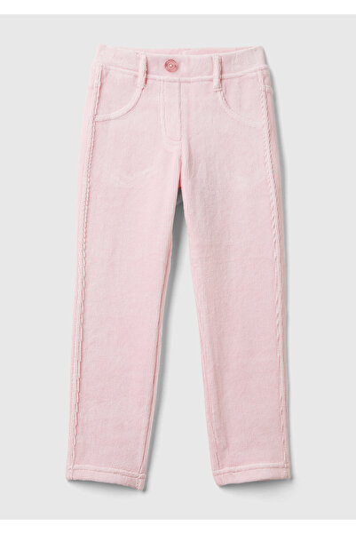United Colors of Benetton Kız Çocuk Açık Pembe Kadife Jegging