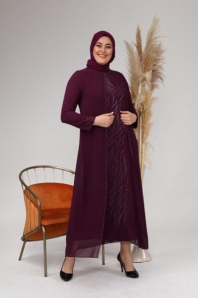 Ferace Women's Plus Size Embroidered and Patterned Evening Dress Suit