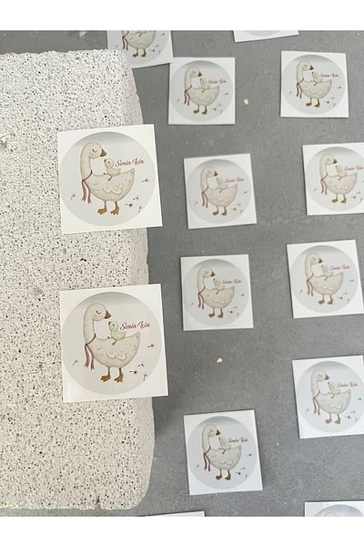 Meyofficial Duck Themed Round Adhesive Stickers for You 5cm 30Pcs