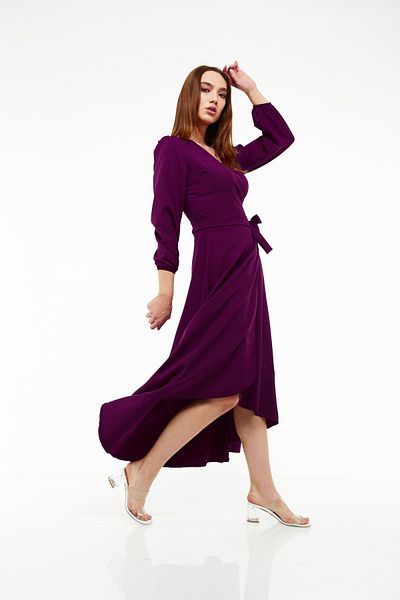 sharin Rochie de damă, asimetrică, cu guler dublu, 18k-4078
