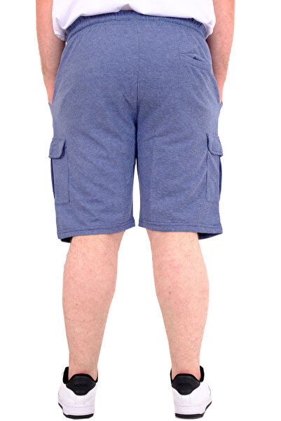 ModeXL Ανδρικό σορτς - WAFFLE 23500, Σκούρο Μπλε, Μεγάλο Μέγεθος, Τσέπη Cargo
